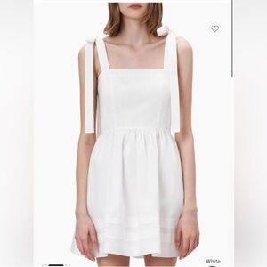 Jonathan Simkhai Elegant White Sleeveless Dress with shoulder Bow Tie size US 8